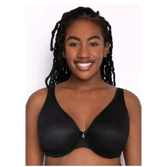 Curvy Couture 46C Sexy Sheer Mesh Plus Size Plunge T Shirt Bra Black 1310 NWT - Picture 2 of 7